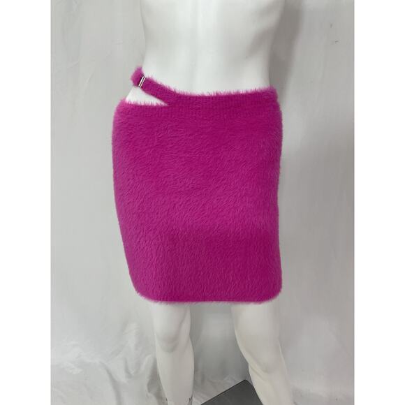 Simkhai 'Standard' Pink Paytra Fuzzy Faux Fur Knit Mini Skirt Size M - NWT - Picture 2 of 5